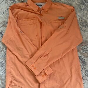 Columbia PFG Orange Button-Up Shirt